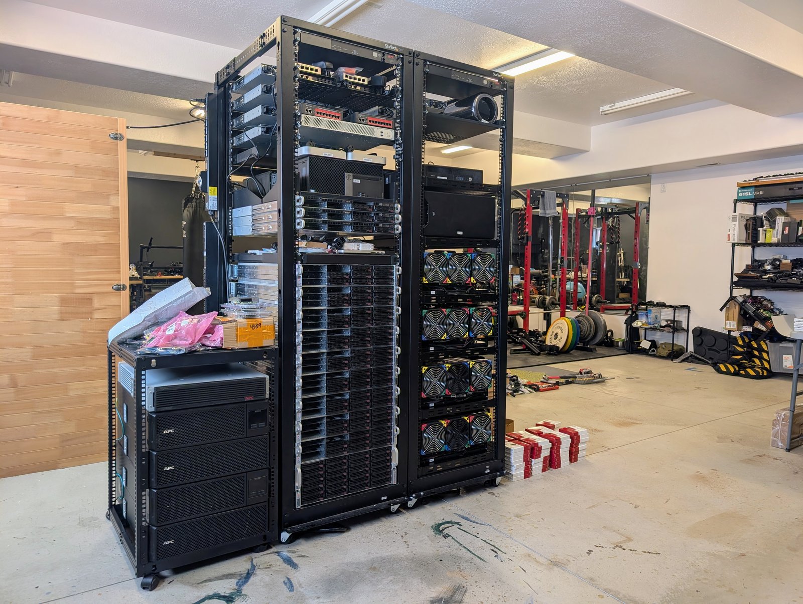 Node0 staging - two racks assembled, 51 machines